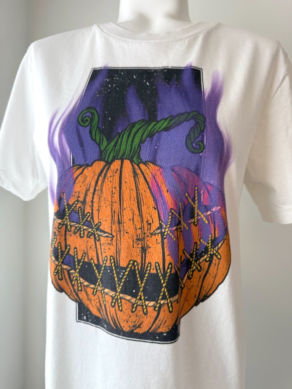Unisex Scary Jack-o-Lantern White T-Shirt (Bella Canvas)